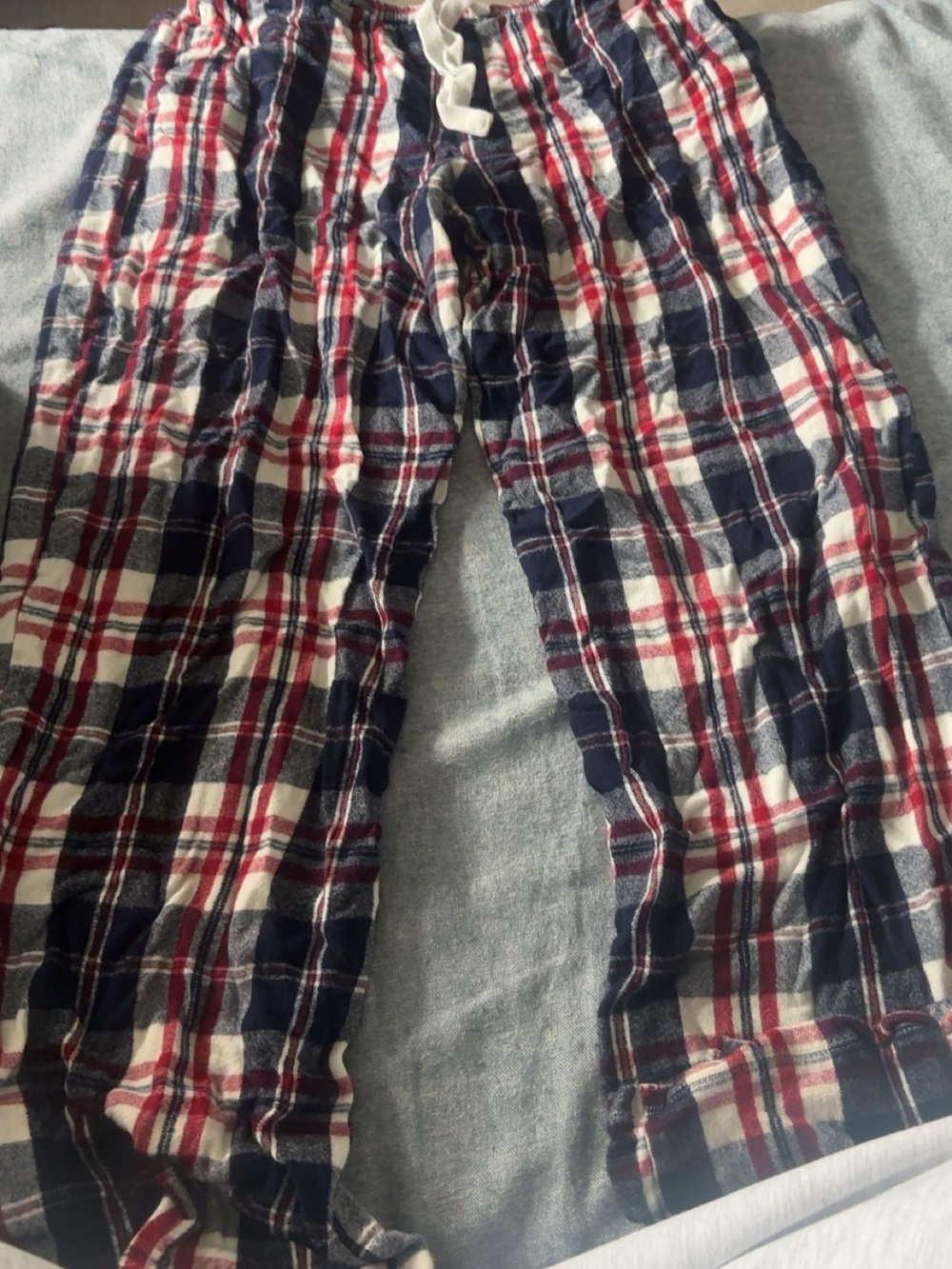 Womens Navy, Red & White Plaid Jogger Lounge Pants